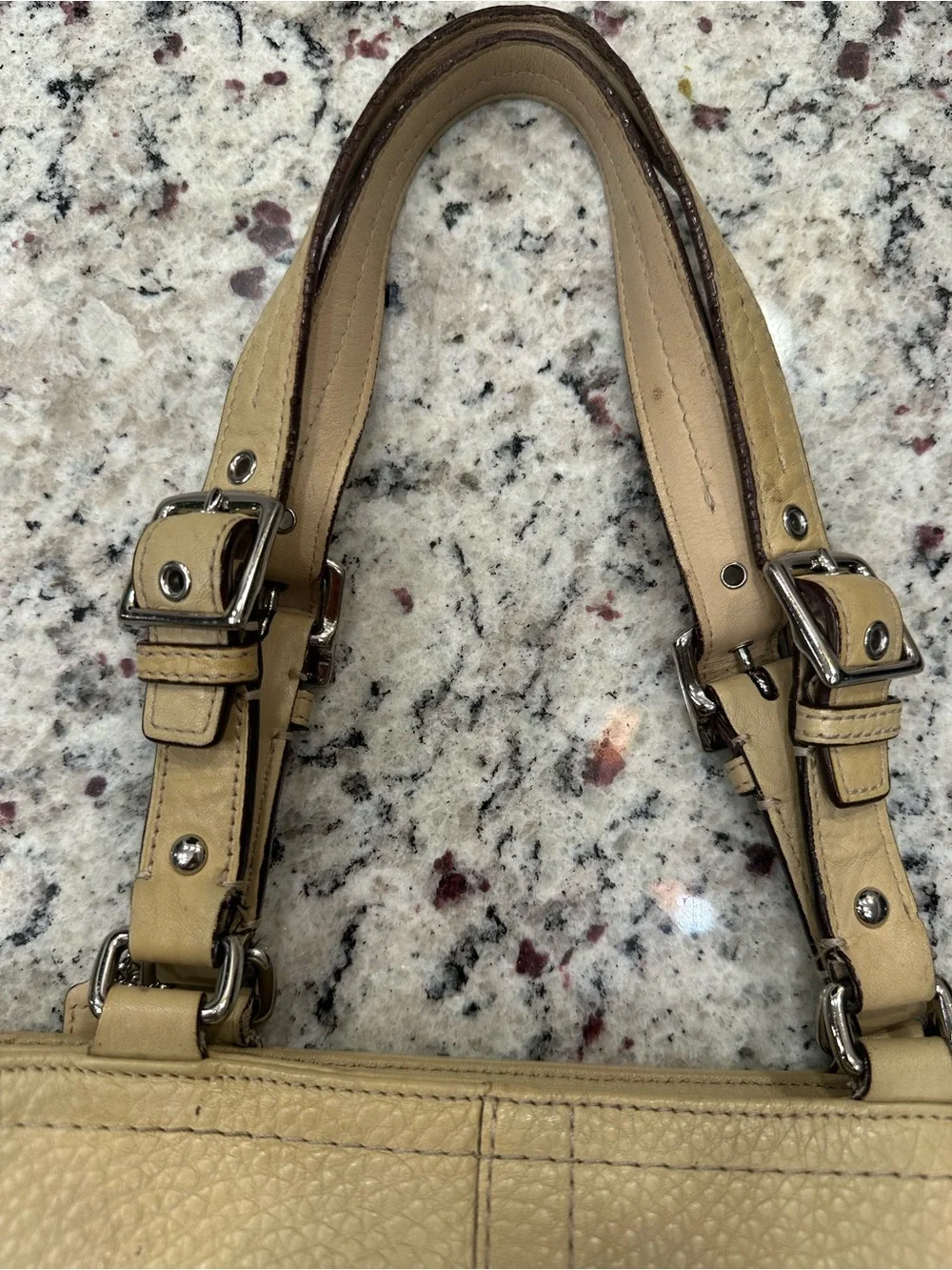 Coach Soft Pebbled Leather Tote Bag Cream Beige Shoulder Purse F13089